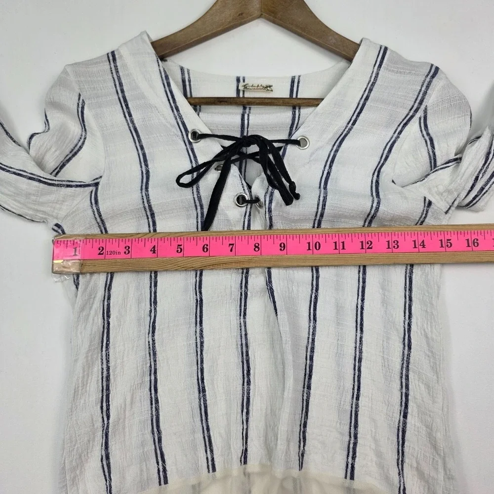 Free People Intimately Womens S Bodysuit Lace Up Striped Long Sleeve Boho Casual